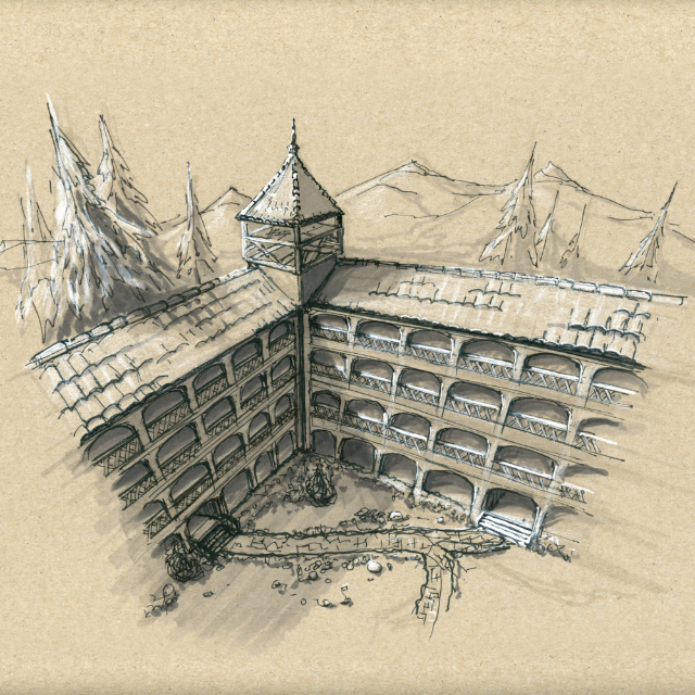 Pen and marker environment sketch